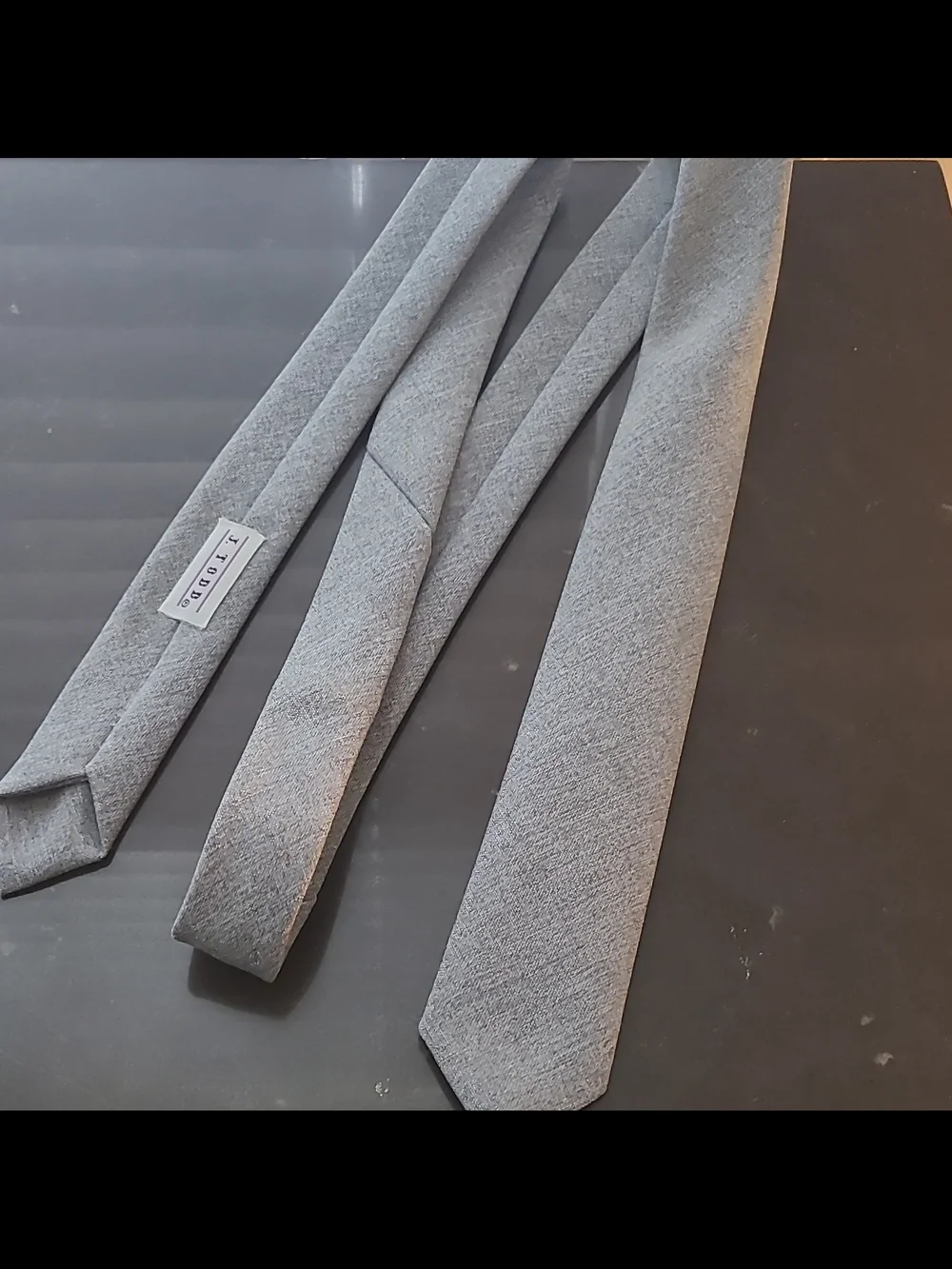 J. T0DD Men's Gray Solid Textured Skinny Necktie Tie 80s Retro